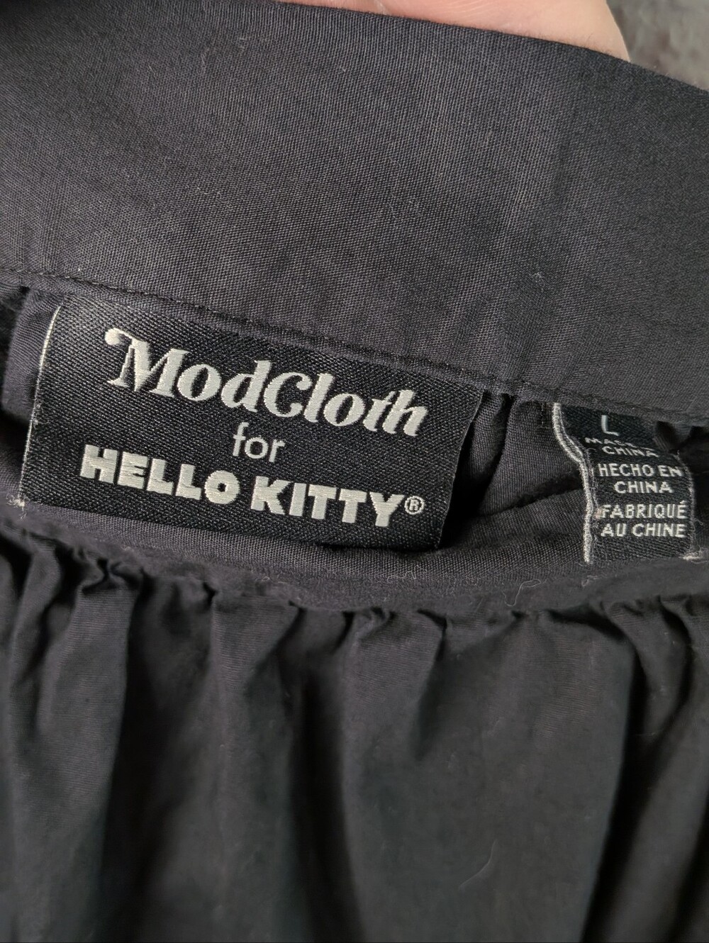 Modcloth For Hello Kitty A-Line Skirt L Pockets Side Zip Lightweight Black Retro - Picture 5 of 5
